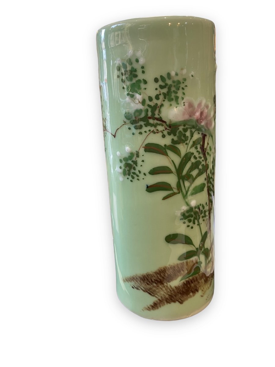 Vase Rouleau En Porcelaine Celadon Asiatique Circa 192 0-photo-3