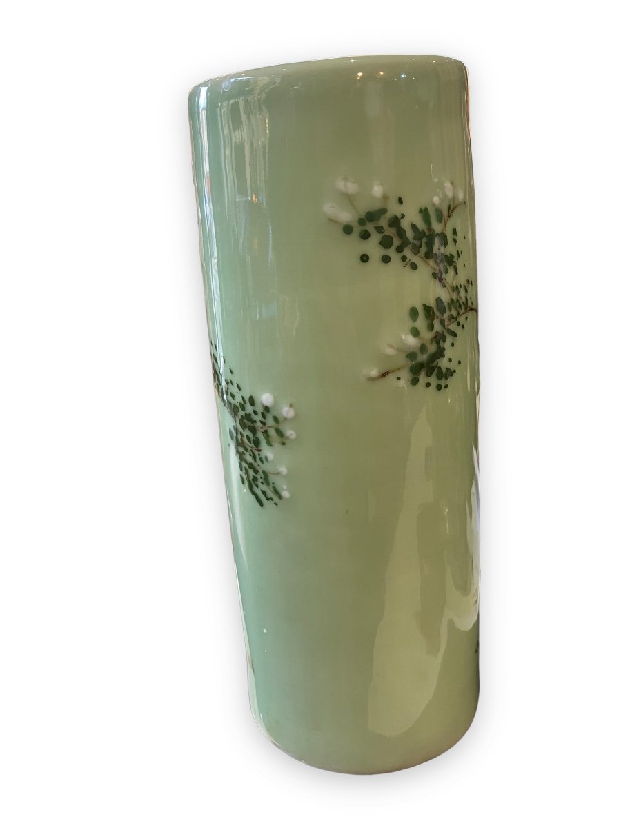 Vase Rouleau En Porcelaine Celadon Asiatique Circa 192 0-photo-1