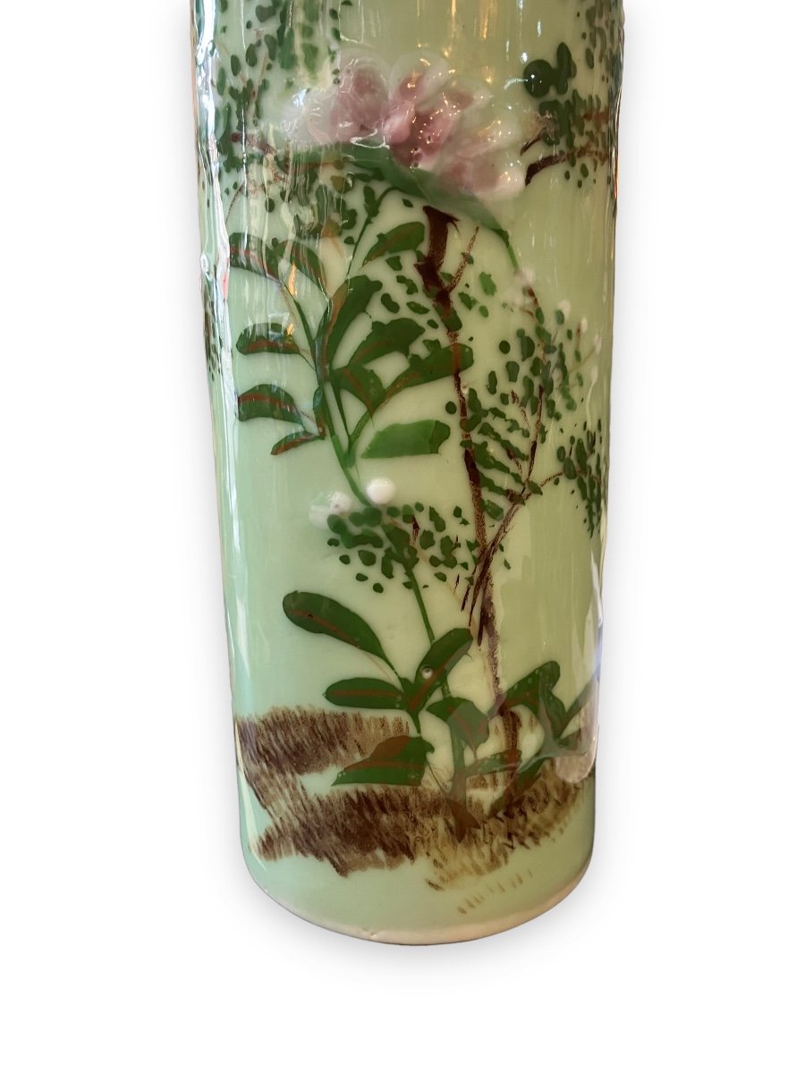 Vase Rouleau En Porcelaine Celadon Asiatique Circa 192 0-photo-3