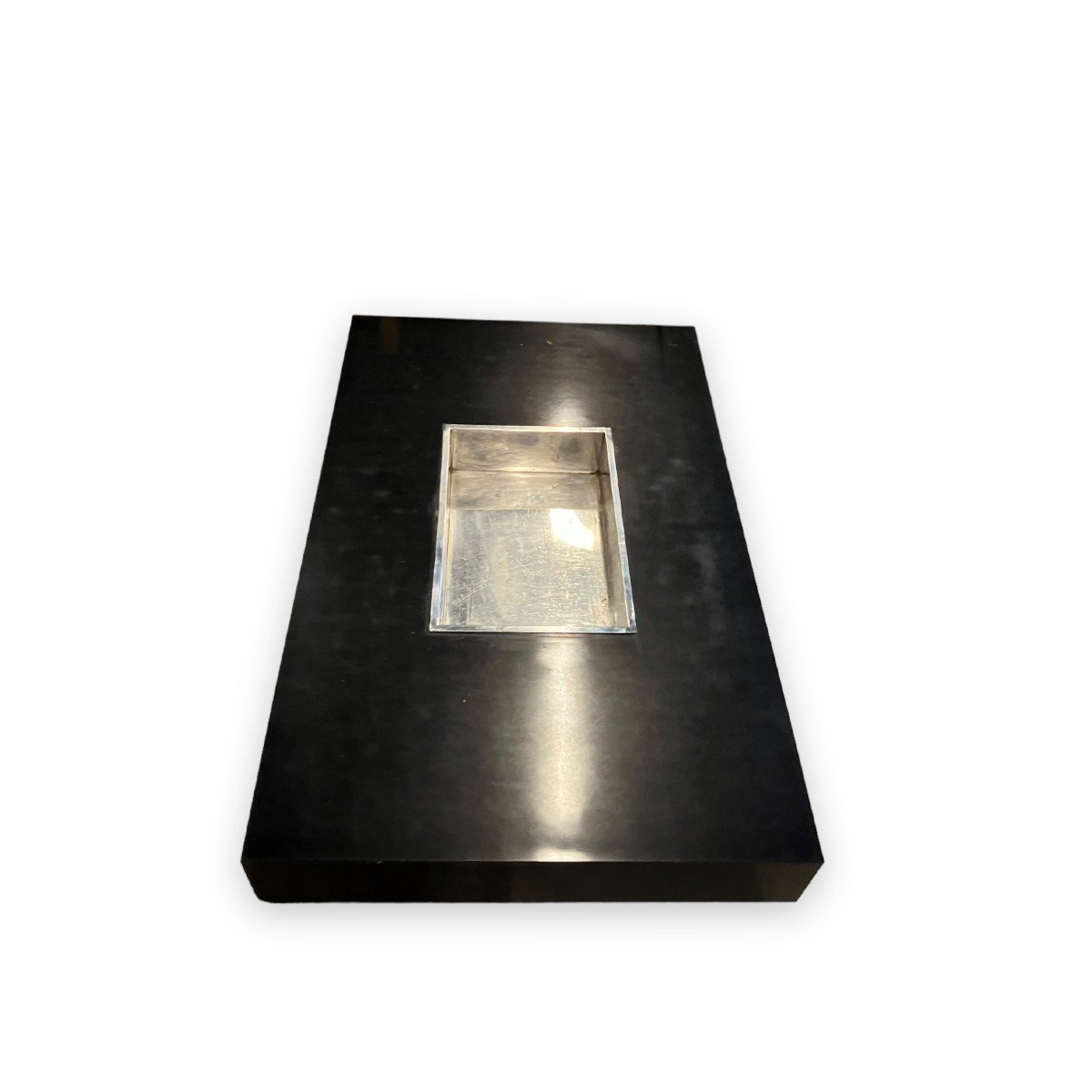 Willy Rizzo Table Basse En Bois Mélaminé Noir Et Métal-photo-6