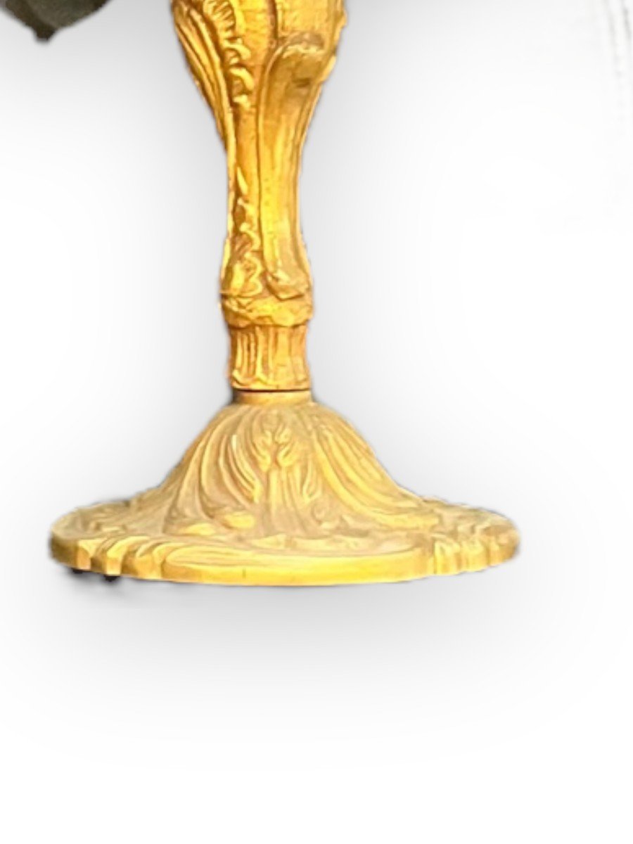 Pair Of Candlesticks With Four Branches In Golden Brass-photo-1