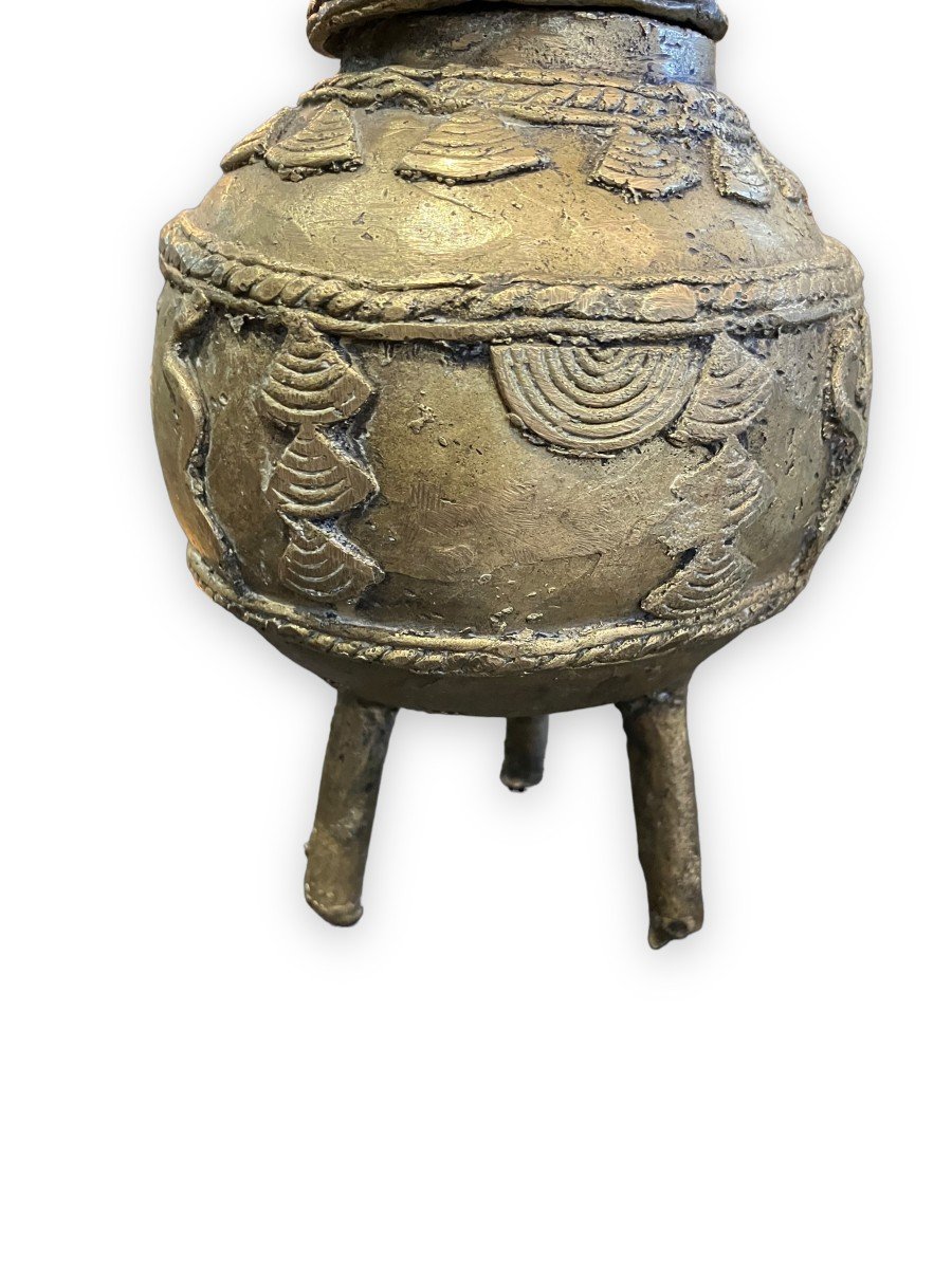 Important Dogon Bronze Ointment Pot Mali-photo-2
