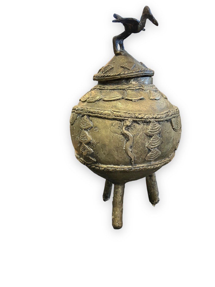 Important Pot à Onguents En Bronze Dogon Mali-photo-3