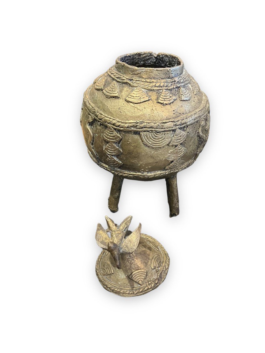 Important Dogon Bronze Ointment Pot Mali-photo-4