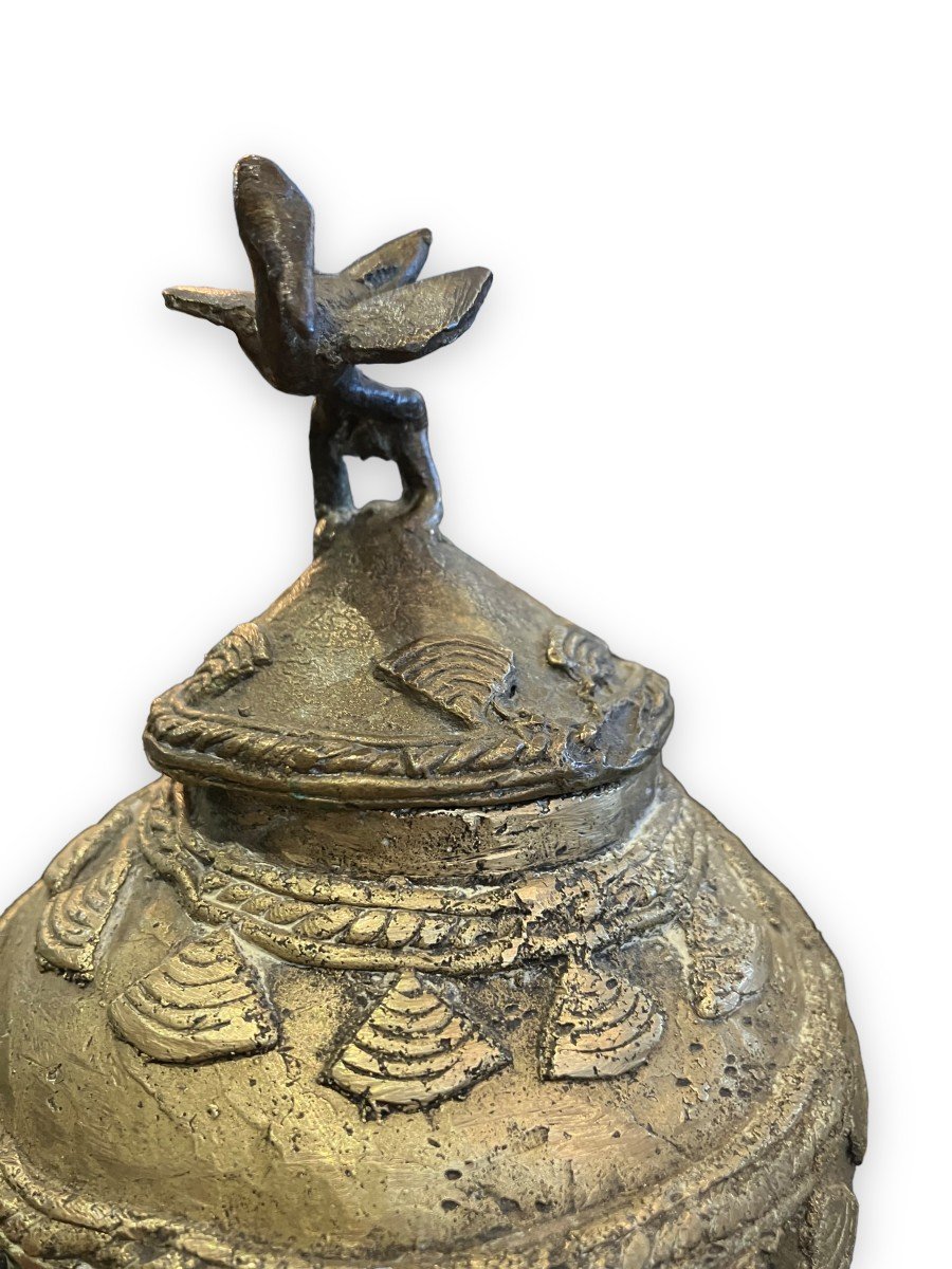 Important Pot à Onguents En Bronze Dogon Mali-photo-1