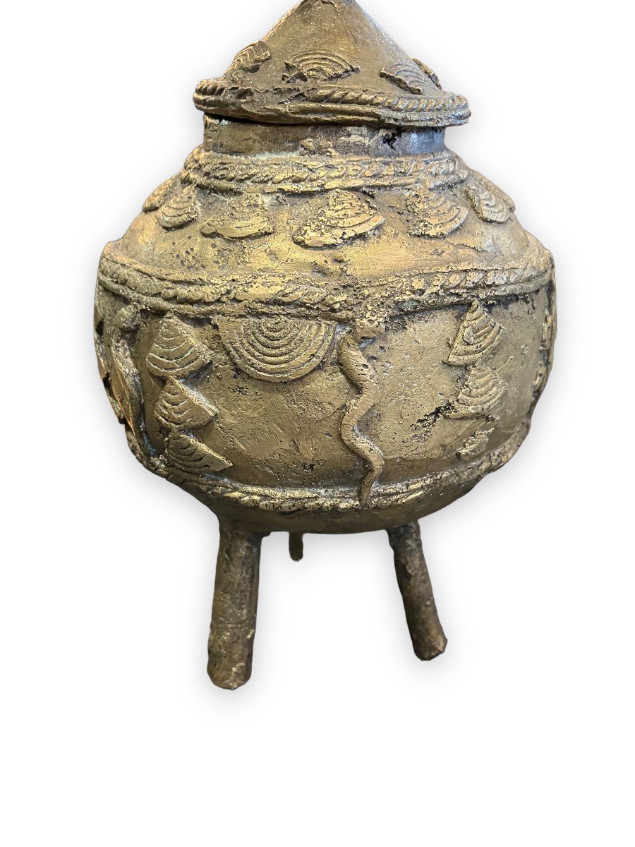 Important Dogon Bronze Ointment Pot Mali-photo-2