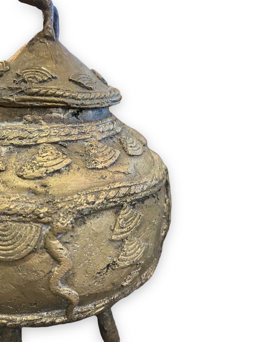 Important Dogon Bronze Ointment Pot Mali-photo-3