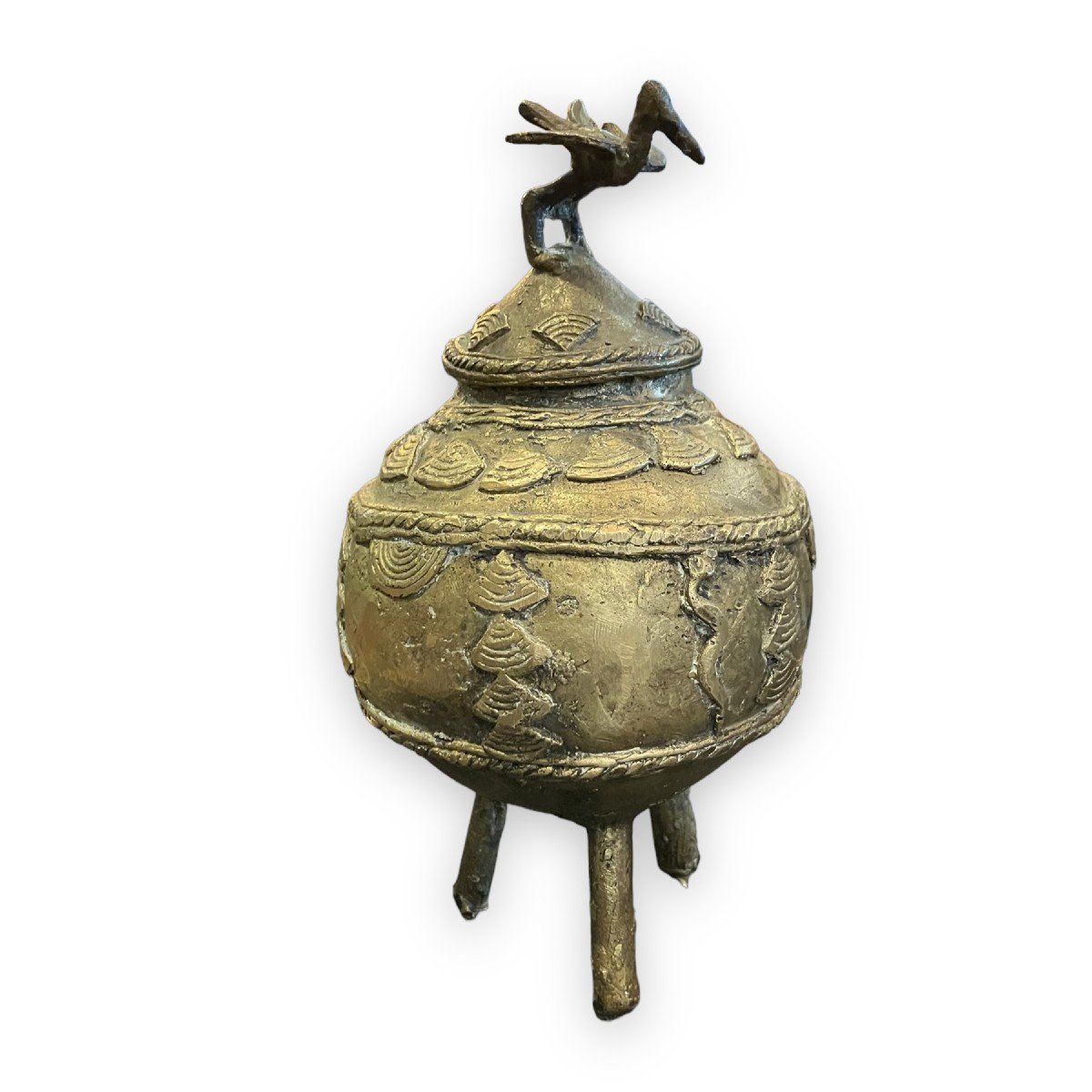 Important Dogon Bronze Ointment Pot Mali
