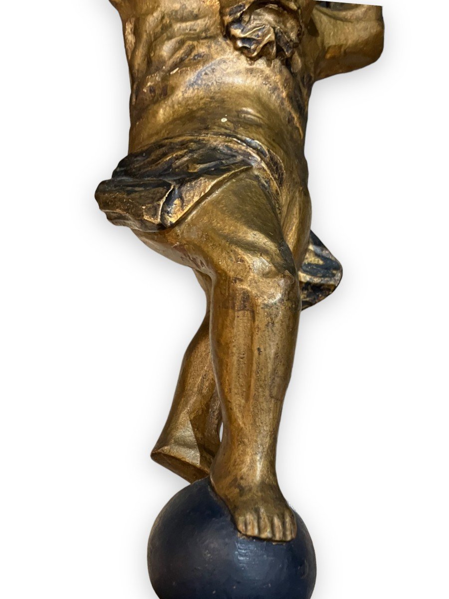 Proantic Statue XIXeme Repr sentant Atlas Portant Le Monde En Bois D Proantic Statue XIXeme Repr sentant Atlas Portant Le Monde En Bois D