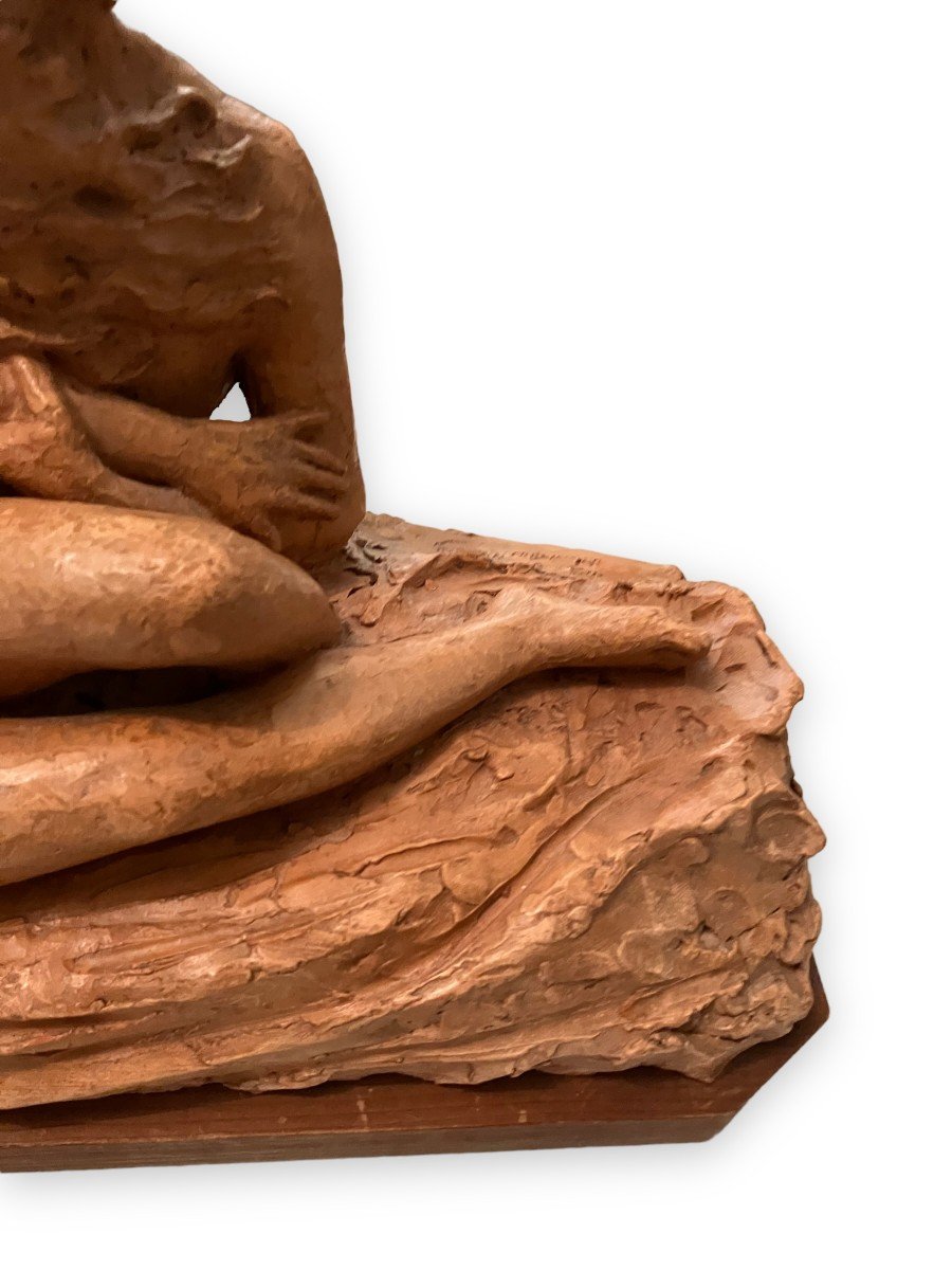 Terracotta Couple XIXth Statue By H. Moreau-photo-7