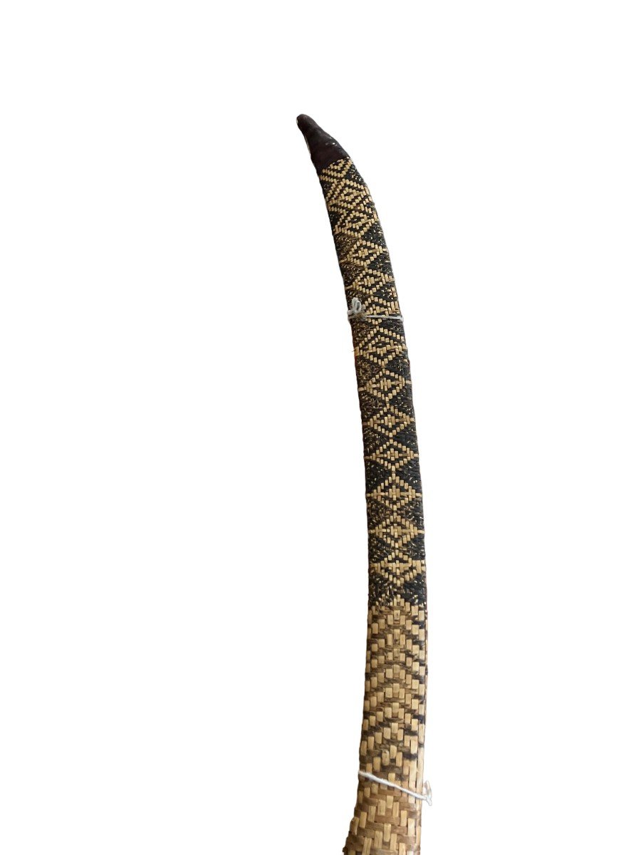 Machette Africaine En Peau De Serpent Et Osier Tressé-photo-7