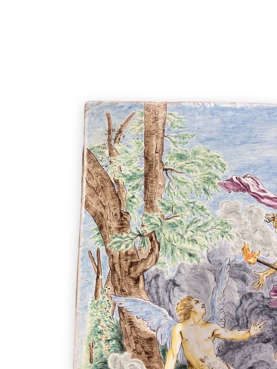 Angel And Demon Polychrome Ceramic Plate By M. Monduit For Maison Pichenot Paris-photo-4