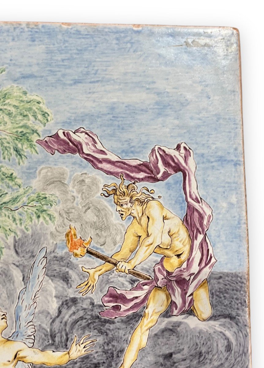 Angel And Demon Polychrome Ceramic Plate By M. Monduit For Maison Pichenot Paris-photo-5