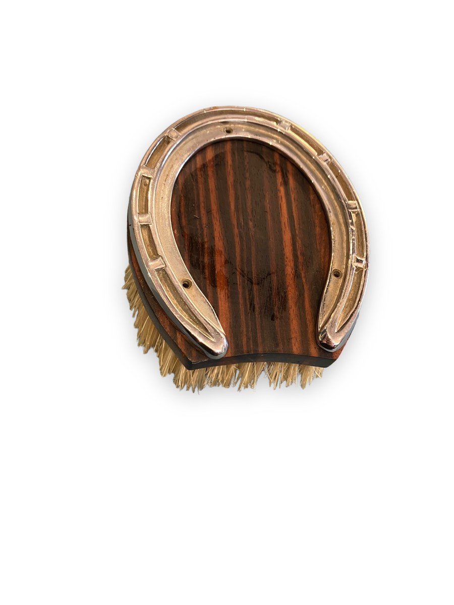 Hermes Brosse Pour Cheval En Bois De Macassar Et Métal Argenté-photo-2
