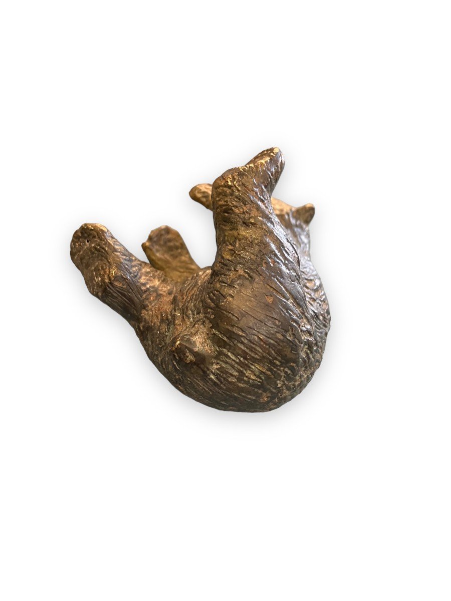 Petit Bronze Bavarois Ours Couché-photo-4