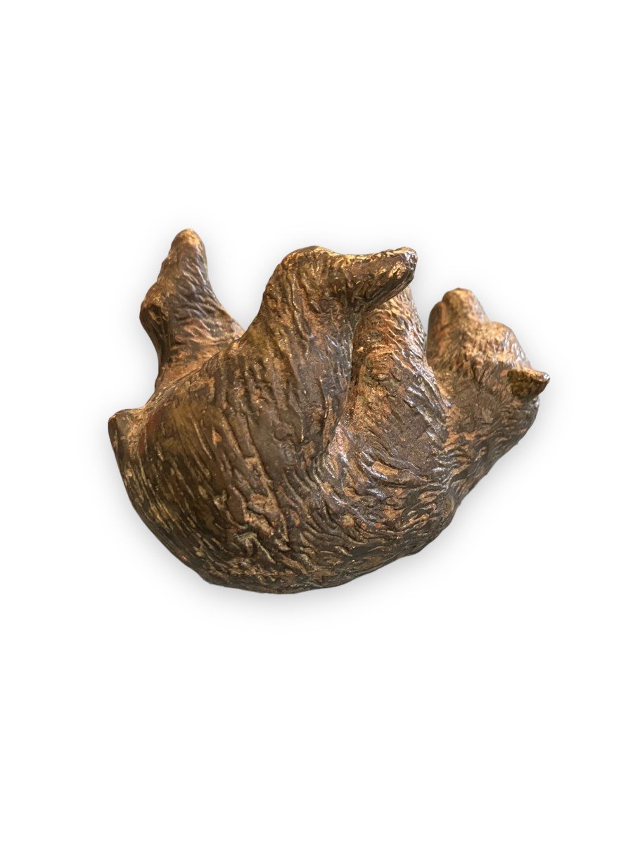 Petit Bronze Bavarois Ours Couché-photo-2