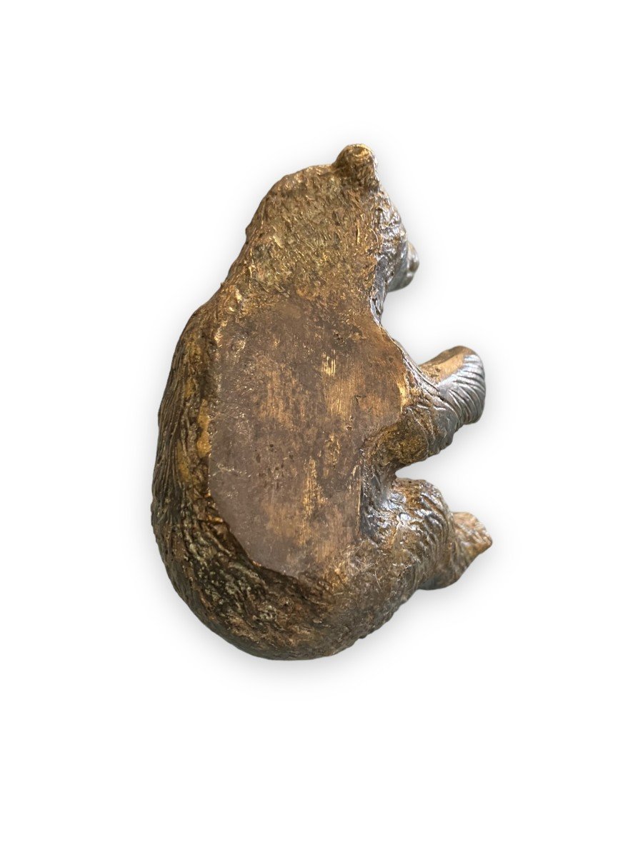 Petit Bronze Bavarois Ours Couché-photo-6