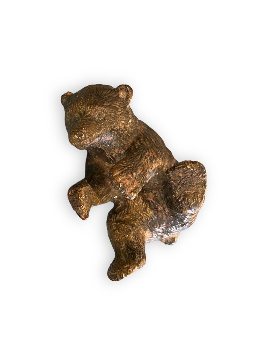 Petit Bronze Bavarois Ours Couché