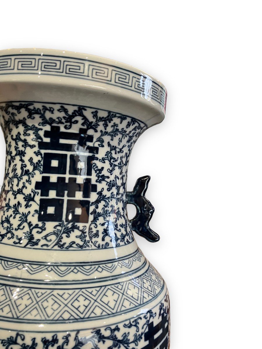 Vase Chinois En Porcelaine Blanche Et Bleue-photo-7