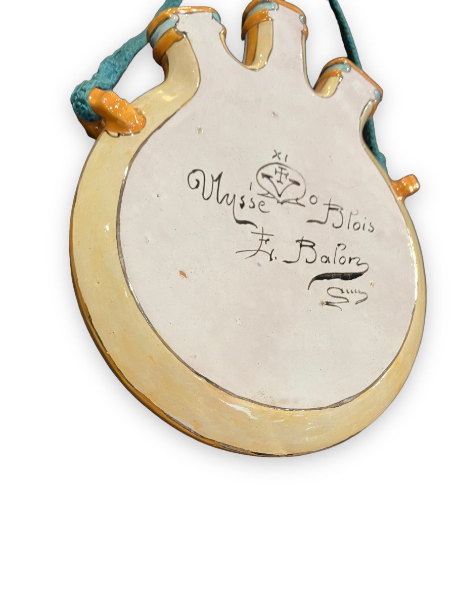 Earthenware Wall Gourd By Ulysse Blois For Balon Establishments Model Au Cygne-photo-4