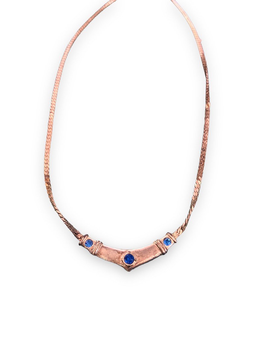 Pierre Cardin Collier Fantaisie Pierres Bleues dans le goût de Line Vautrin-photo-2