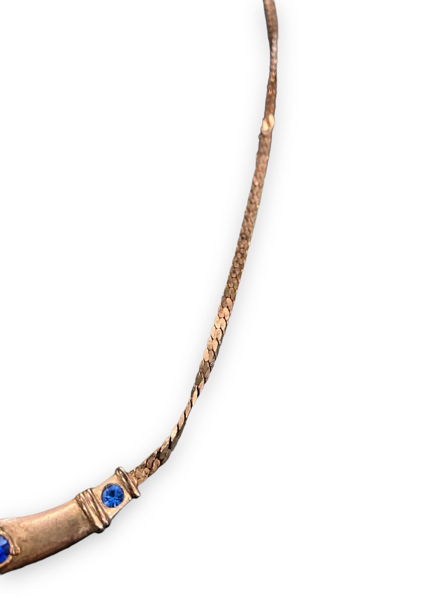 Pierre Cardin Collier Fantaisie Pierres Bleues dans le goût de Line Vautrin-photo-2