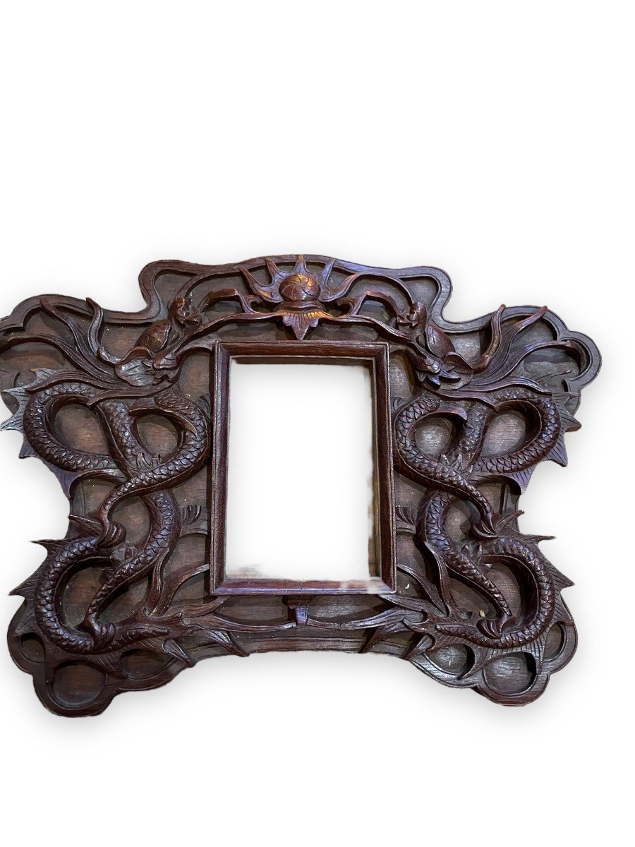 Pair Of Exotic Wooden Frames With Dragons In The Style Of Viardot-photo-3
