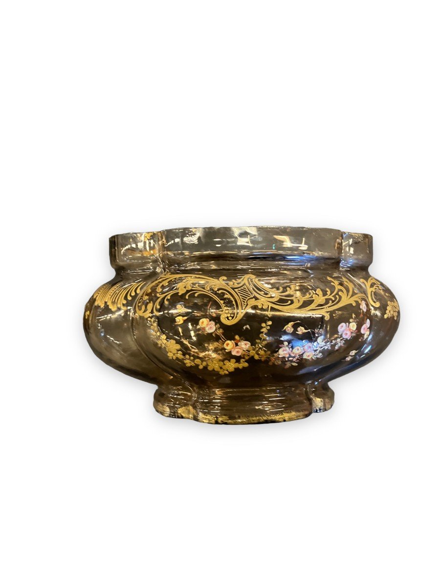 Art Nouveau Planter In Enameled Glass In The Style Of Legras-photo-4