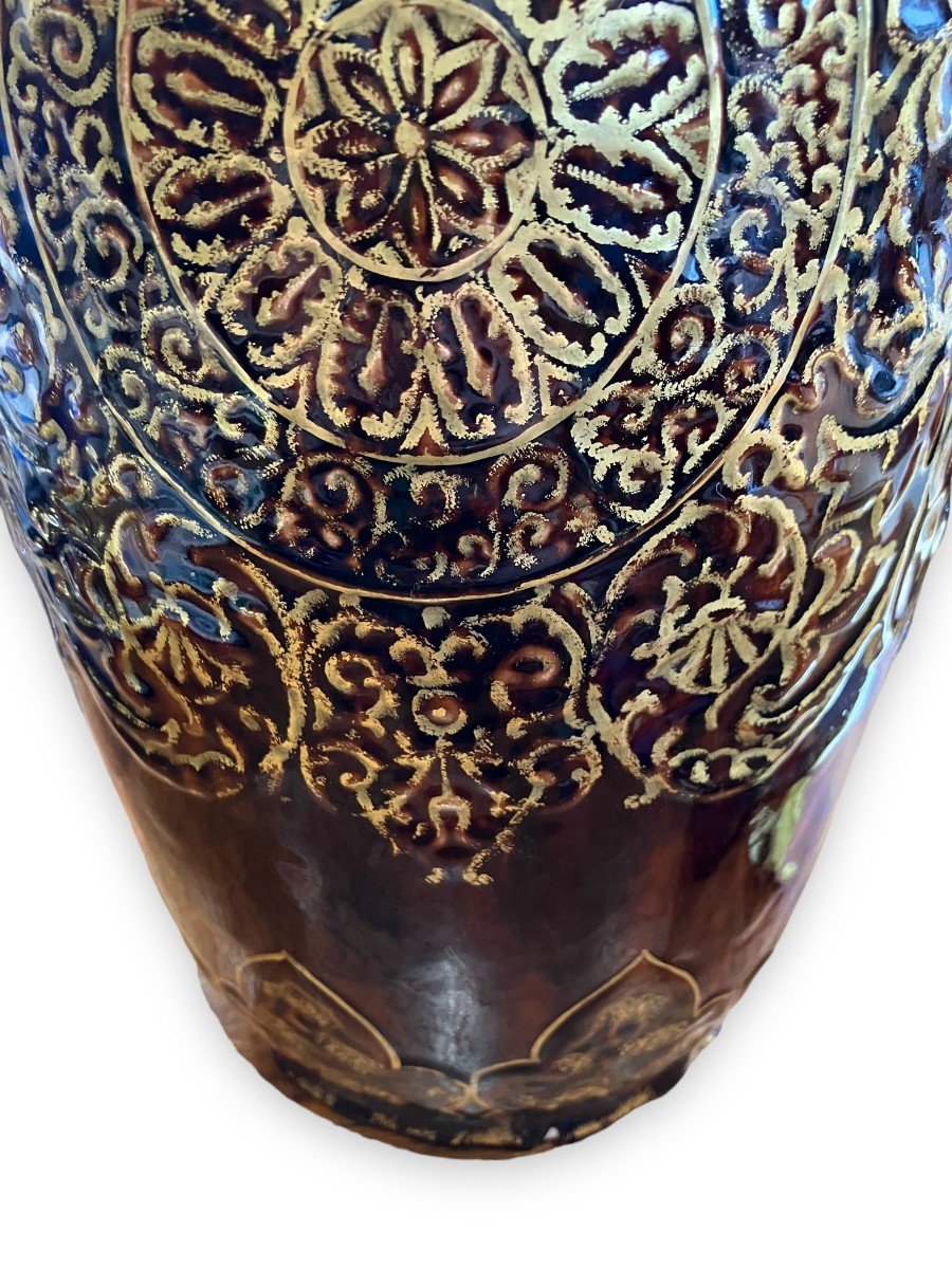 Important Longchamp Griffons Vase In Bronze Ceramic-photo-5