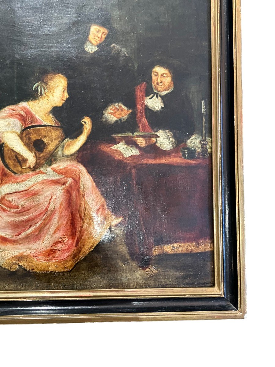La Leçon De Musique Huile Sur Cuivre XIXeme-photo-6