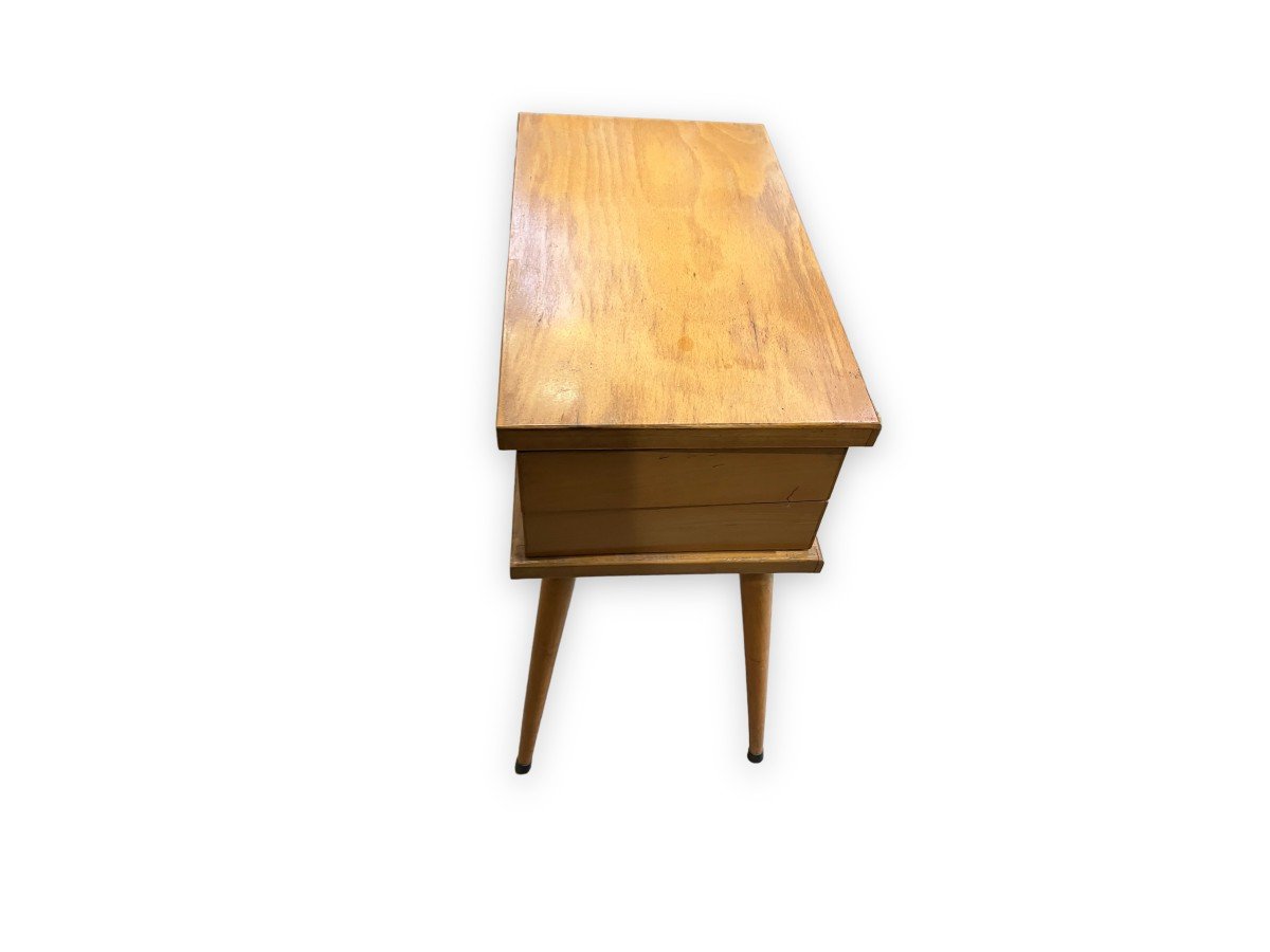 Travailleuse Scandinave Vintage En Bois Clair-photo-6