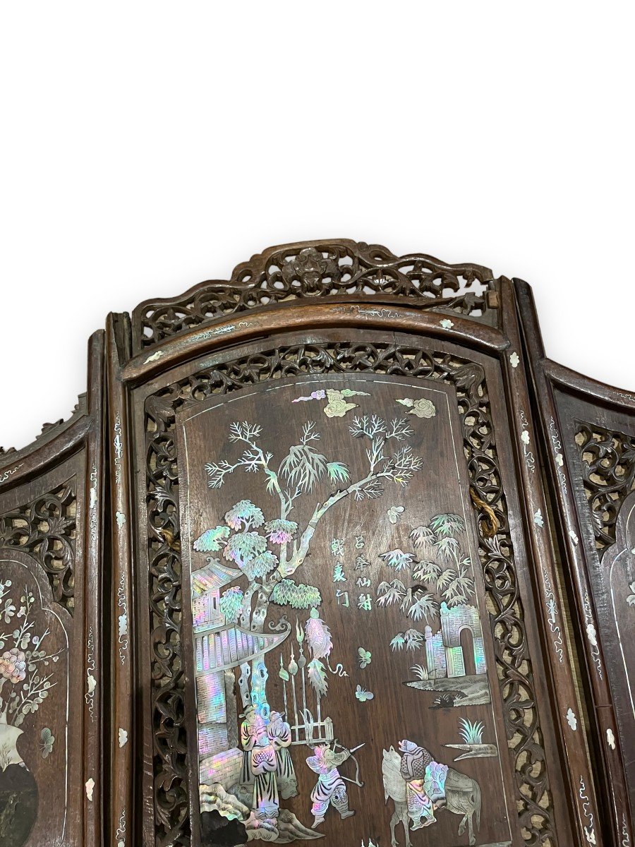 Screen Screen In Mother Of Pearl And Rosewood Late Nineteenth Early Twentieth-photo-1