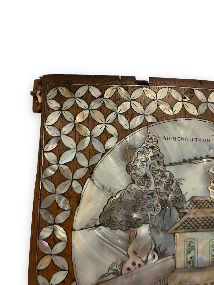 Mother Of Pearl And Rosewood Plaque Indochina Late Nineteenth Early Twentieth-photo-4