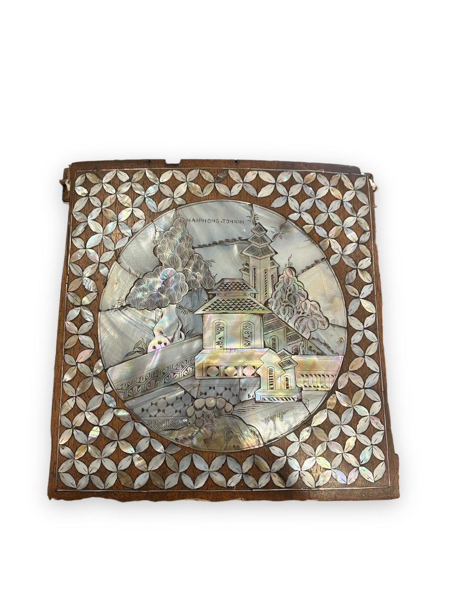 Mother Of Pearl And Rosewood Plaque Indochina Late Nineteenth Early Twentieth-photo-6