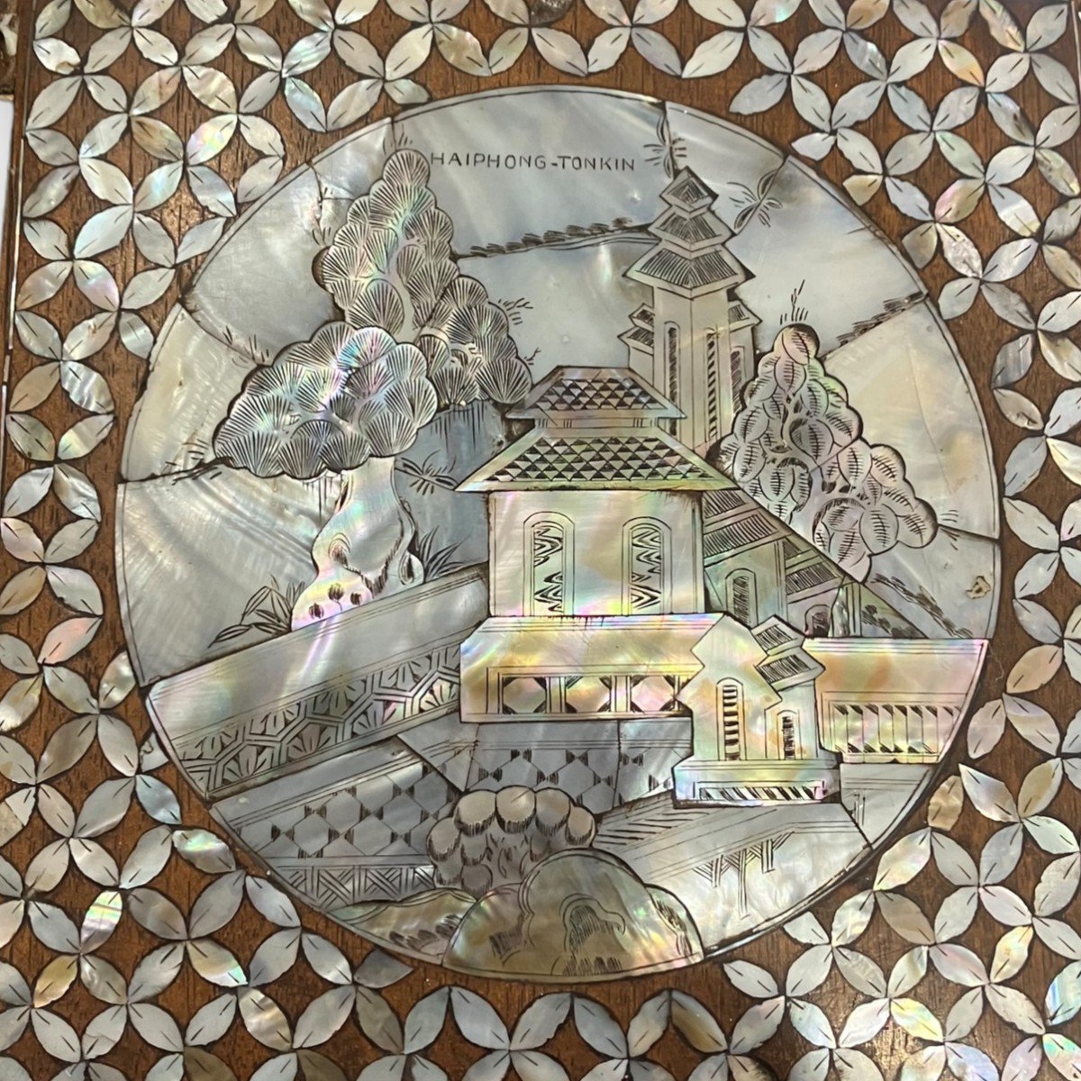 Mother Of Pearl And Rosewood Plaque Indochina Late Nineteenth Early Twentieth