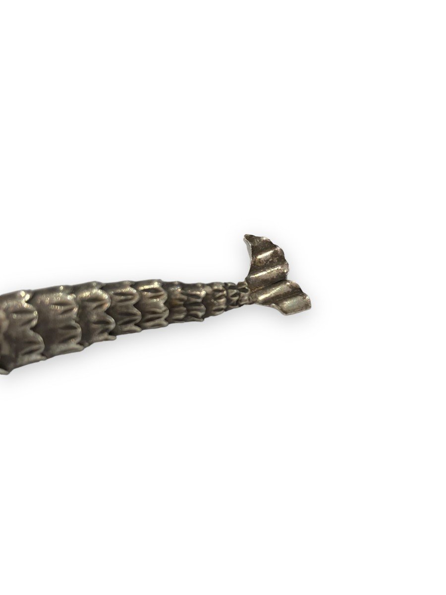 Articulated Fish In Silver Metal And Stones-photo-6