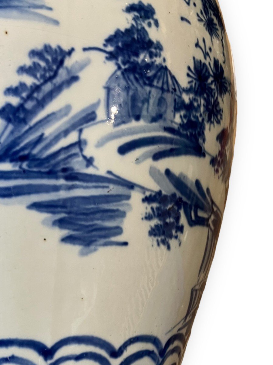 Vietnamese Cache Pot In White And Blue Porcelain-photo-5