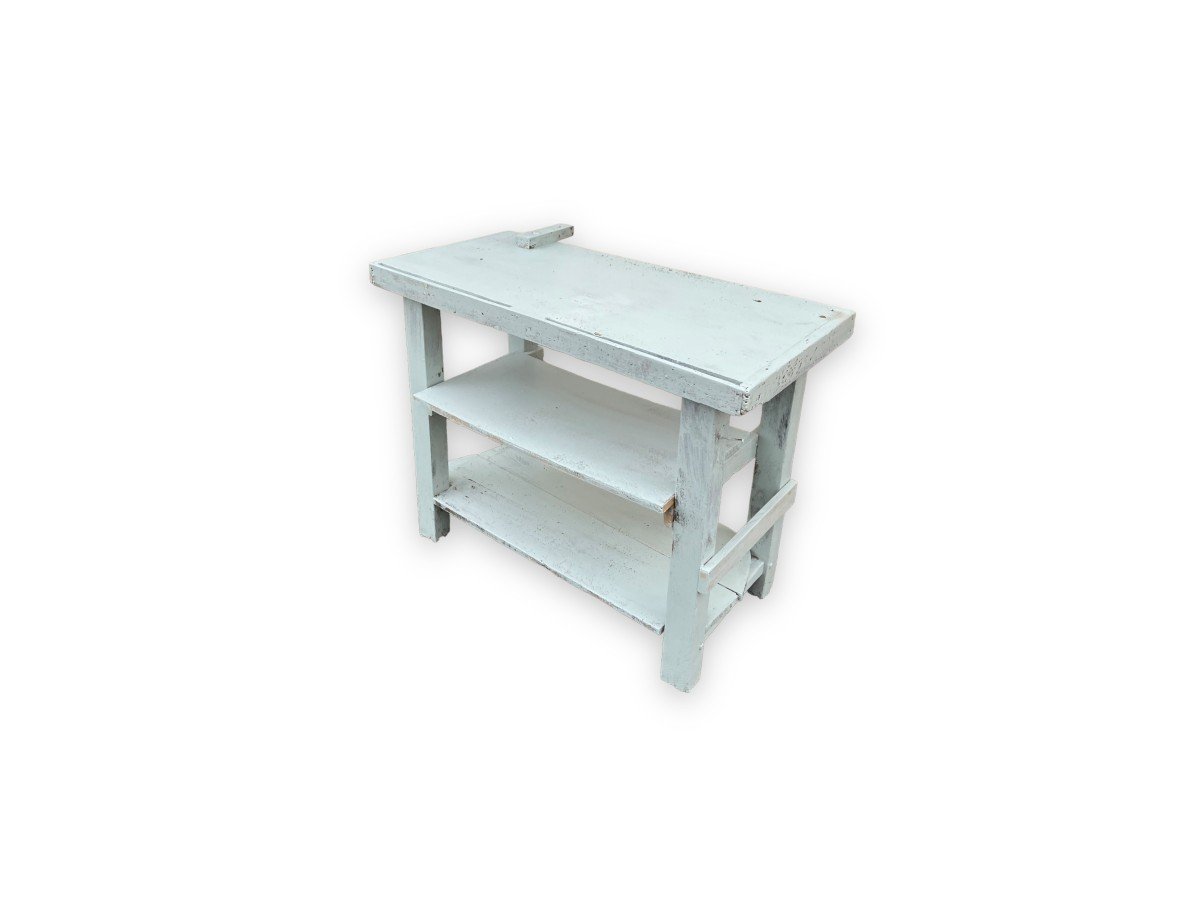 Light Blue Painted Wooden Workbench-photo-1