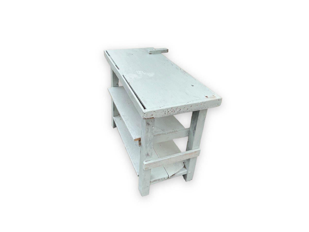 Light Blue Painted Wooden Workbench-photo-2