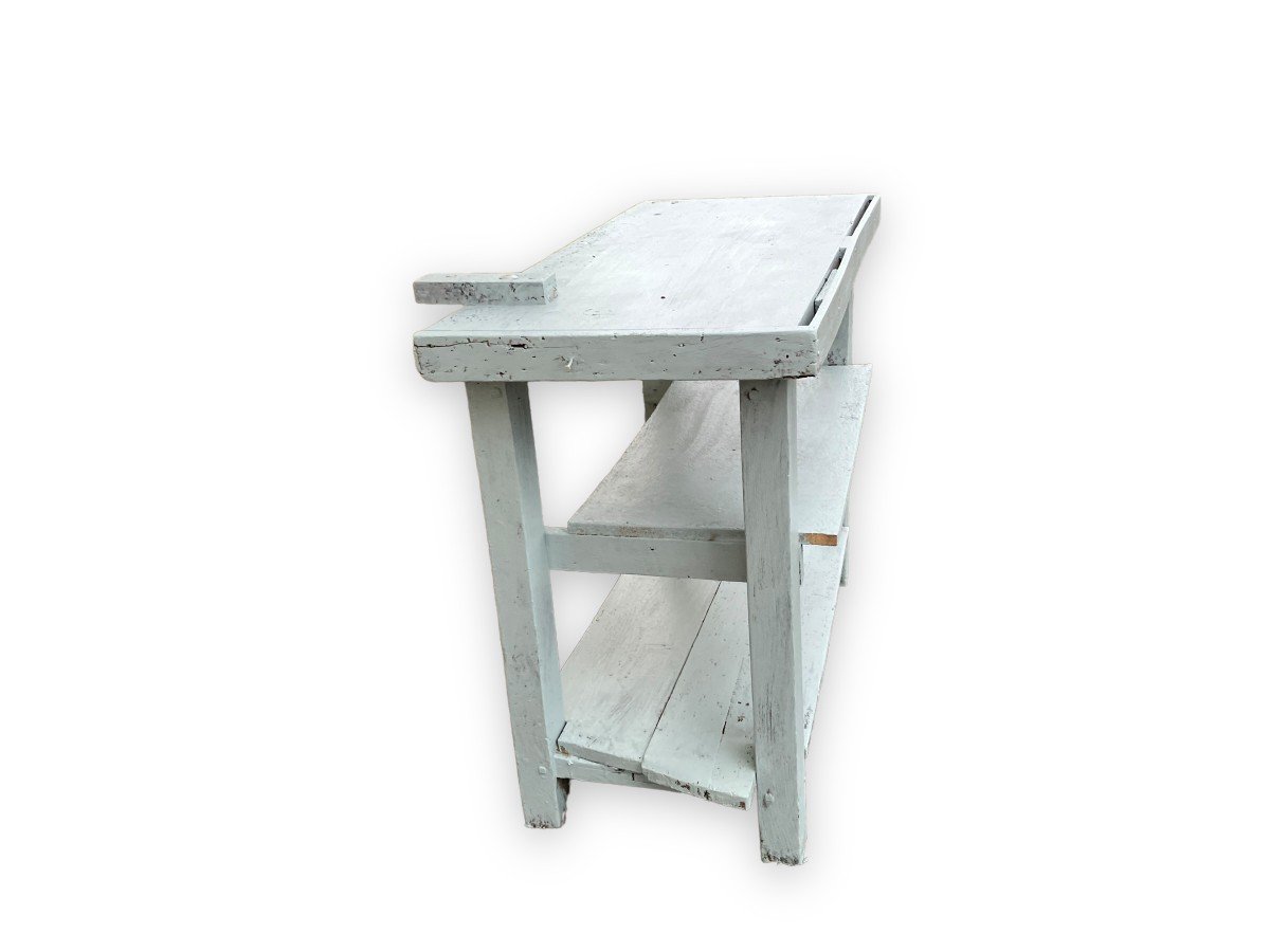Light Blue Painted Wooden Workbench-photo-5