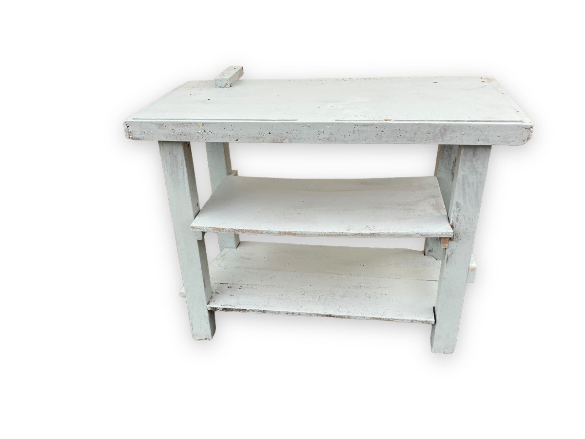 Light Blue Painted Wooden Workbench-photo-7