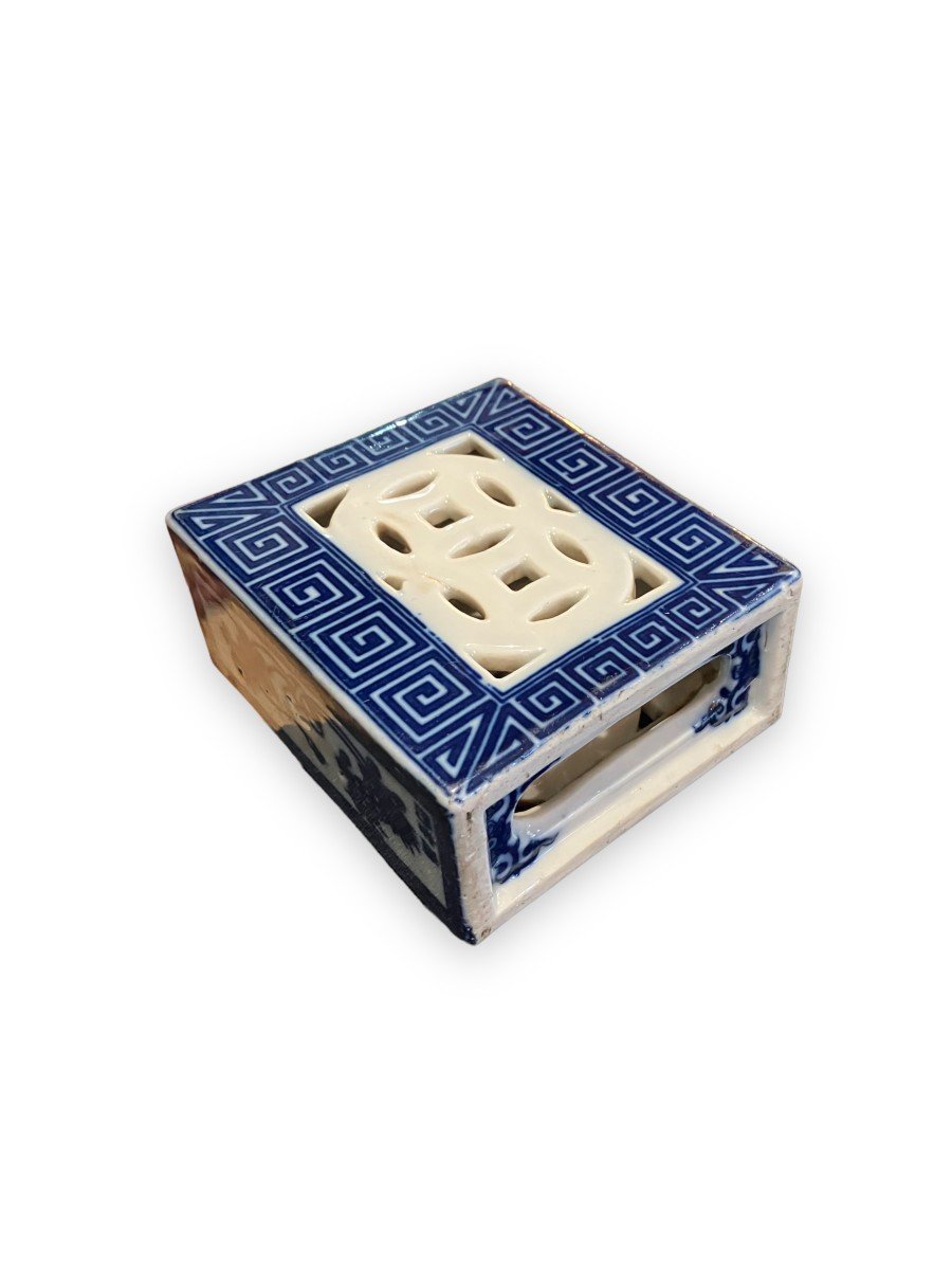 Appui-nuque (oreiller)chinois En Porcelaine Blanche Et Bleue-photo-3