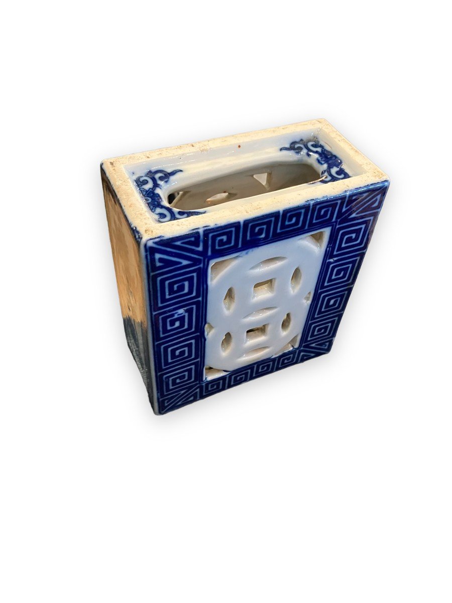 Appui-nuque (oreiller)chinois En Porcelaine Blanche Et Bleue-photo-5