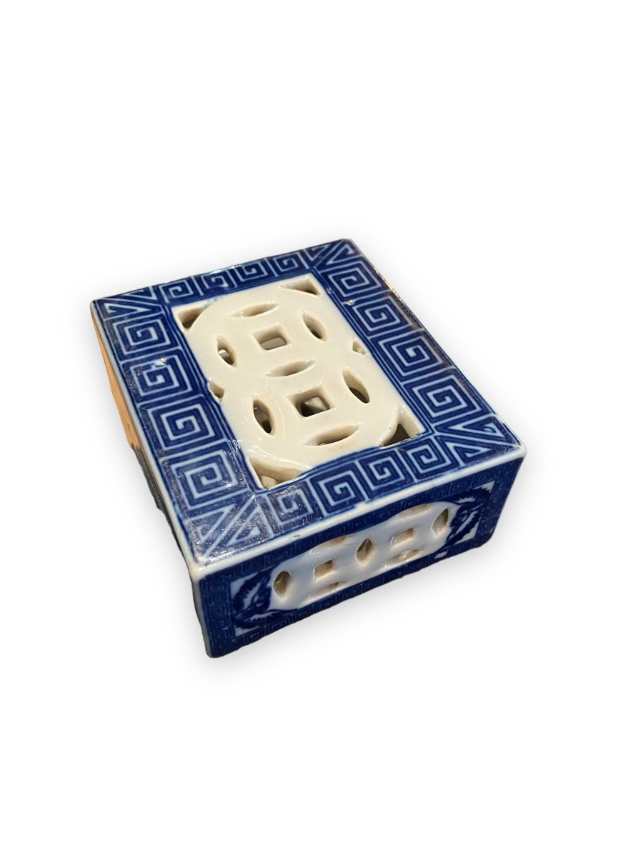 Appui-nuque (oreiller)chinois En Porcelaine Blanche Et Bleue-photo-6