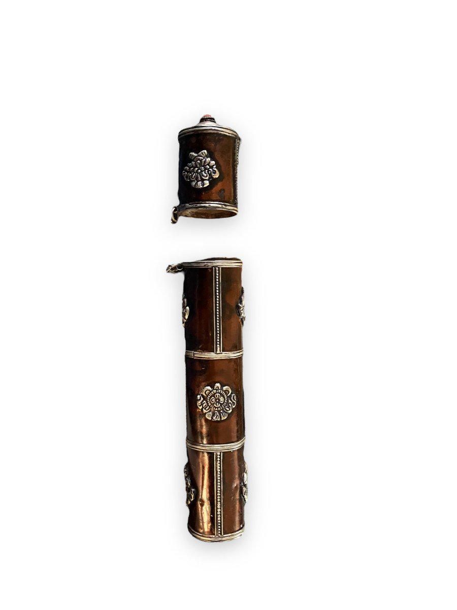 Copper Tibetan Incense Holder And Rollers-photo-2