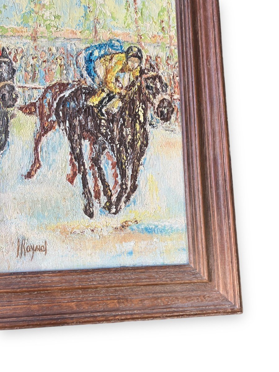 The Horse Race Oil On Canvas Circa 1930 Signed Raynal-photo-5