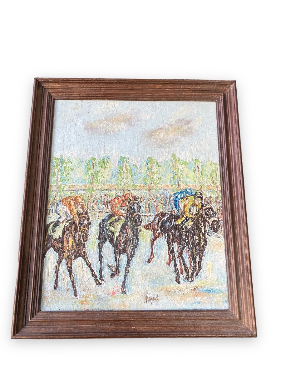 The Horse Race Oil On Canvas Circa 1930 Signed Raynal-photo-7