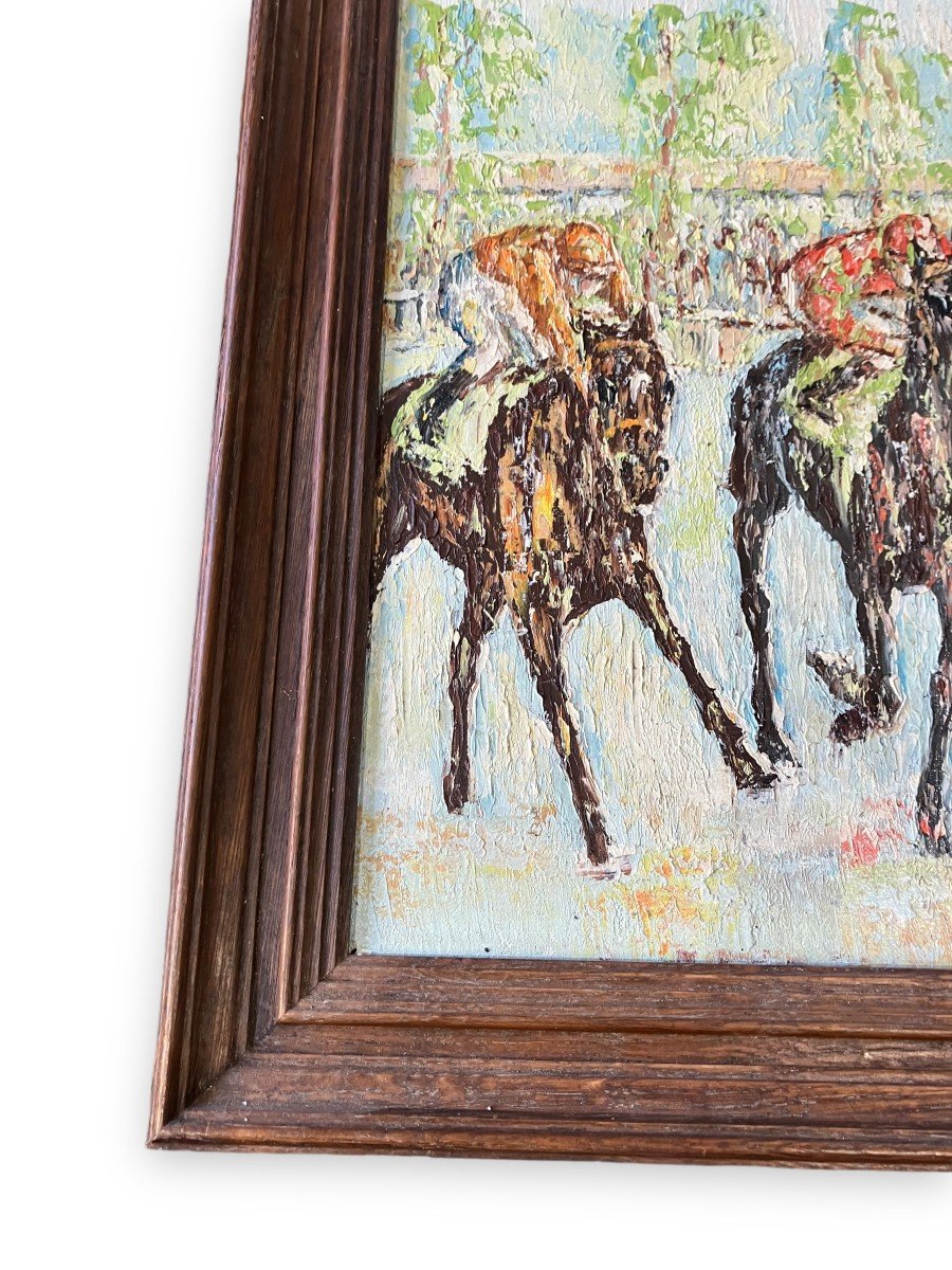 The Horse Race Oil On Canvas Circa 1930 Signed Raynal-photo-8