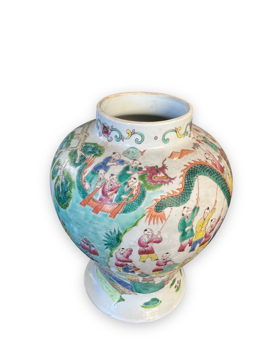 Grande Potiche Couverte Chinoise Polychrome-photo-3