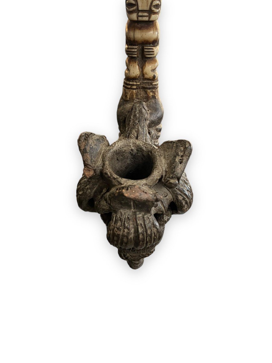 Ceremonial Or Dignitary Elephant Pipe Africa Bamoun People-photo-3